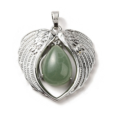 Natural Green Aventurine Teardrop Pendants KK-K331-02P-04-1