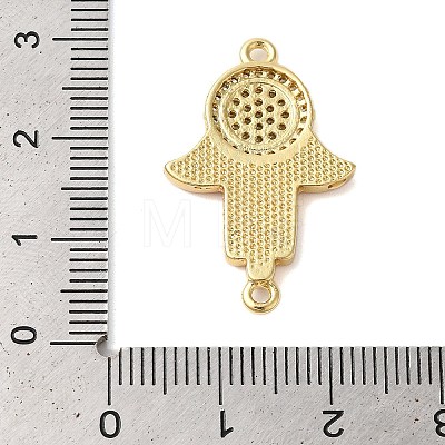 Rack Plating Brass Micro Pave Clear Cubic Zirconia Hamsa Hand Links Connector Charms KK-K385-118G-1