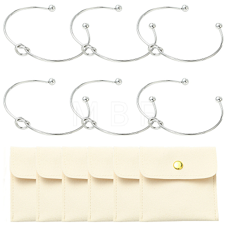 6Pcs Knot Shape Cuff Bangle BJEW-YW0001-19-1
