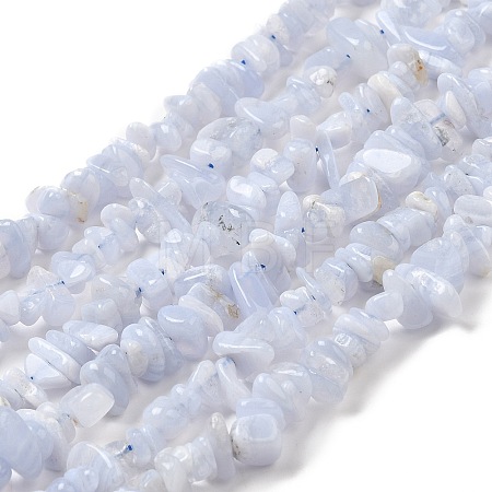 Natural Blue Lace Agate Chip Beads Strands G-E271-73-01-1