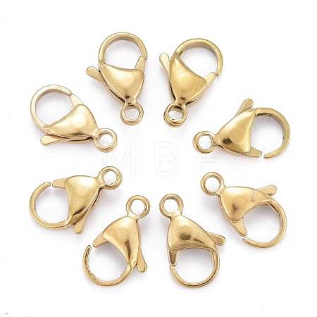 Ion Plating(IP) 304 Stainless Steel Lobster Claw Clasps STAS-H353-F-02G-1