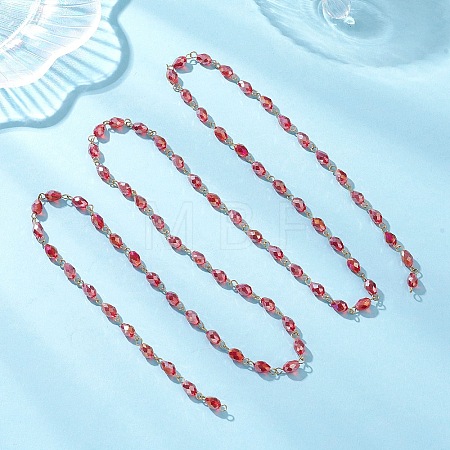 Oval Glass Beaded Link Chains AJEW-JB01471-02-1