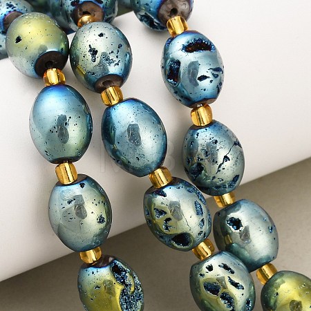 Electroplated Natural Druzy Geode Crystal Beads Strands G-F833-O01-01B-1