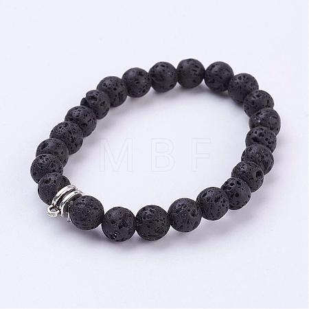 Lava Rock Stretch Bracelet BJEW-JB03139-1