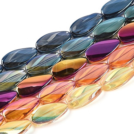 Electroplate Transparent Glass Beads Strands EGLA-N055-02-1