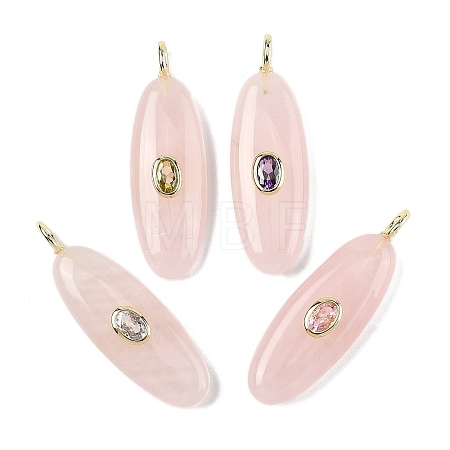 Natural Rose Quartz Pendants G-D357-02E-1