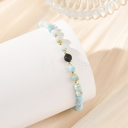 Natural Larimar Beaded Bracelets BJEW-JB14223-1