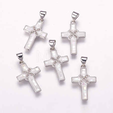 Brass Micro Pave Cubic Zirconia Pendants ZIRC-F057-02B-1
