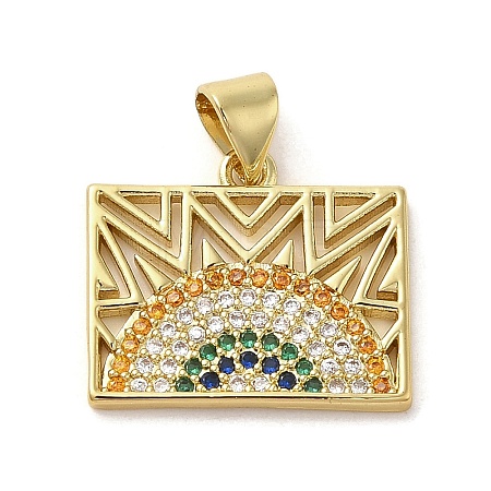 Brass Micro Pave Cubic Zirconia Pendants KK-E091-09G-1