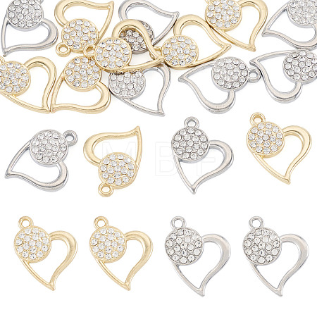 16Pcs 2 Colors Rack Plating Alloy Micro Pave Rhinestone Pendants FIND-TA0010-16-1