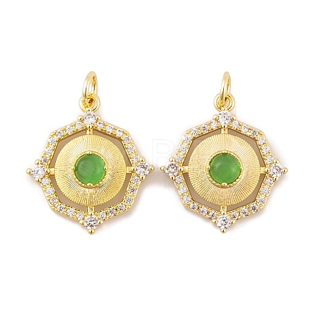 Rack Plating Brass Micro Pave Clear Cubic Zirconia Pendant KK-K367-13G-1