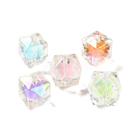 UV Plating Iridescent Transparent Acrylic Beads OACR-H112-09B-1