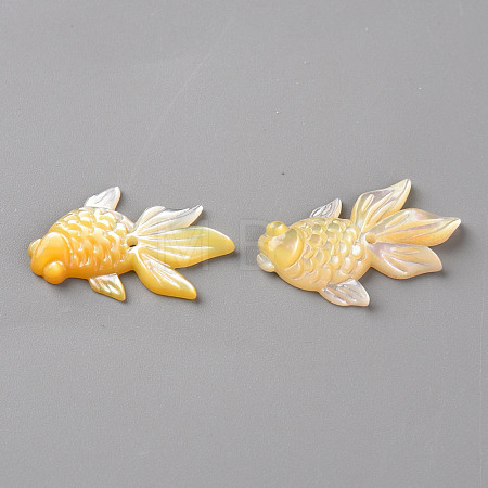 Left and Right Natural Yellow Shell Beads SSHEL-Q311-001-1