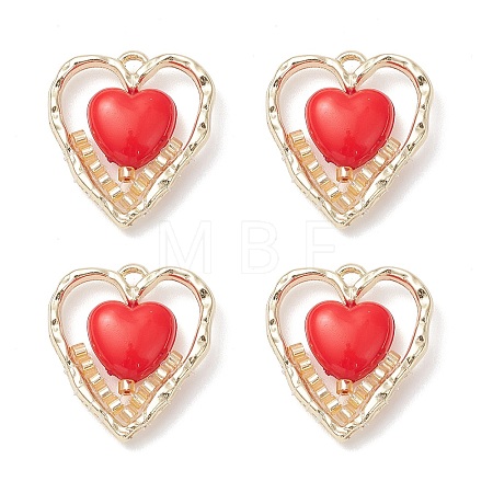 Alloy Glass Seed Beaded Heart Pendants PALLOY-MZ01122-1