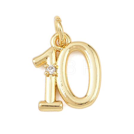 Brass Micro Pave Clear Cubic Zirconia Charms KK-P339-27G-10-1