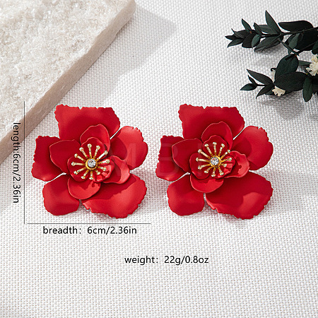 Flower Baking Paint Alloy Stud Earrings FS-WG54A10-01-1