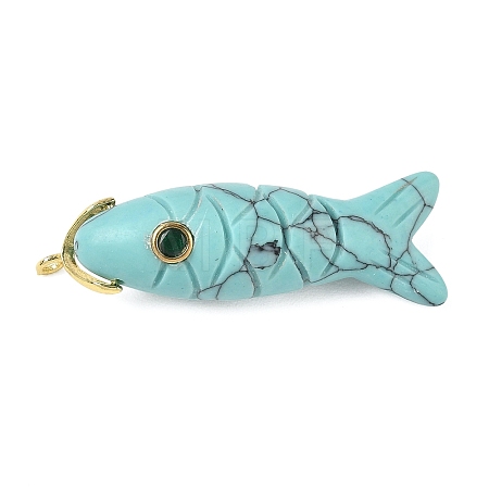 Synthetic Turquoise Carved Pendants G-P599-07G-08-1