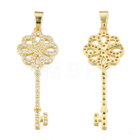 Brass Micro Pave Clear Cubic Zirconia Pendants KK-N227-101LG-1