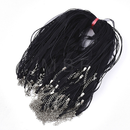 Waxed Cord and Organza Ribbon Necklace Making X-NCOR-T002-332-1