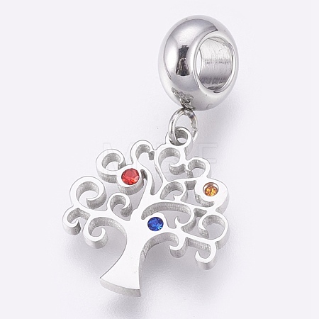 304 Stainless Steel European Dangle Charms STAS-O097-07P-1