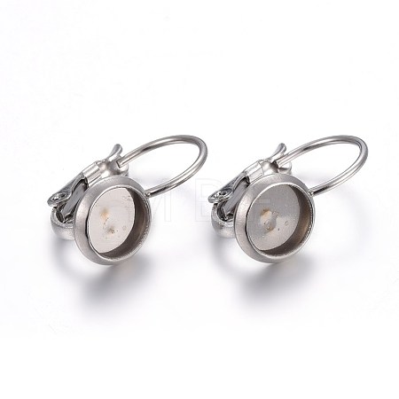 Tarnish Resistant 304 Stainless Steel Leverback Earring Settings STAS-F191-03P-6mm-1