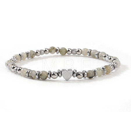 Natural Gemstone Round Beaded Stretch Bracelets EV1340-4-1