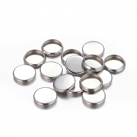 Tarnish Resistant Flat Round 304 Stainless Steel Plain Edge Bezel Cups LS-STAS-S028-27-1