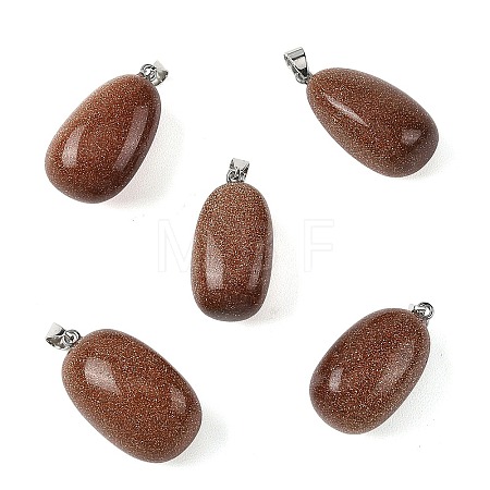 Synthetic Goldstone Tumbled Stone Pendants GG-K002-06B-1