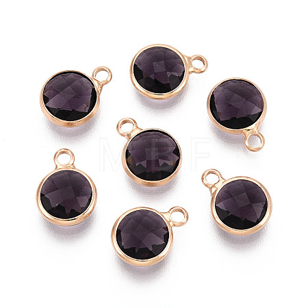 Golden Tone Brass Glass Charms GLAA-ZX008-24A-G-1