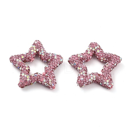 Star Shape Polymer Clay Rhinestone Beads CLAY-NH0001-06P-1