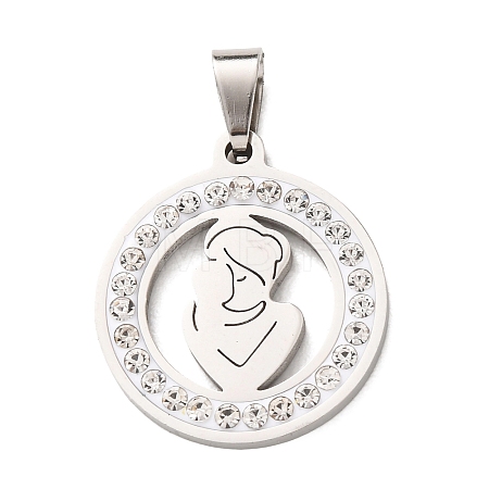 Mother's Day 304 Stainless Steel Enamel Pendants STAS-F368-02B-P-1