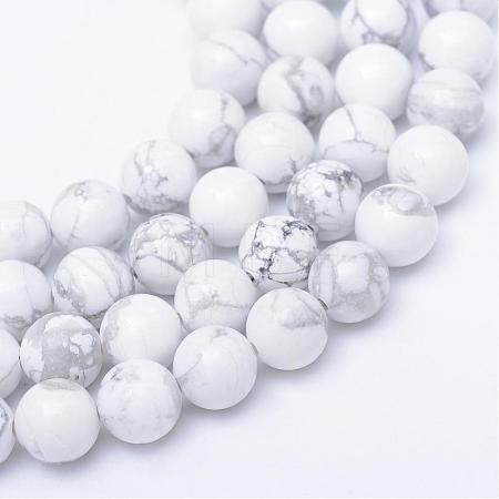 Round Natural Howlite Bead Strands G-R345-8mm-18-1