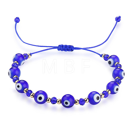 Glass Evil Eye Braided Bead Bracelet QD5460-1-1