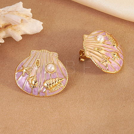 304 Stainless Steel & Enamel Stud Earrings EJEW-Z170-01G-01-1