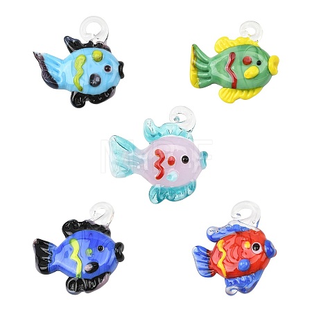5Pcs 5 Colors Handmade Lampwork Pendants LAMP-FS0001-80B-1
