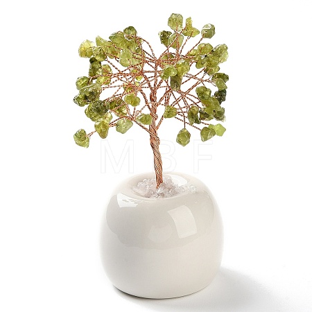 Natural Peridot Chips Tree of Life Decorations DJEW-C016-02I-1