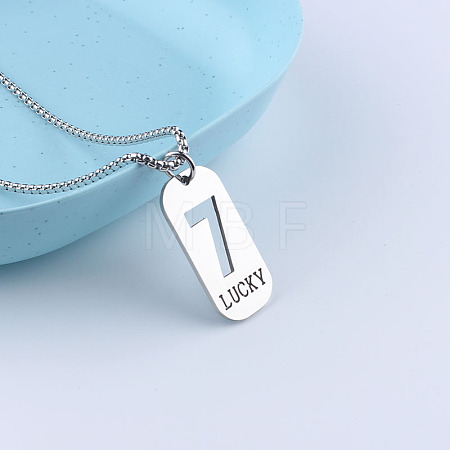 201 Stainless Steel Lucky Number 7 Dog Tag Necklaces for Women Men WGF2A89-01-1