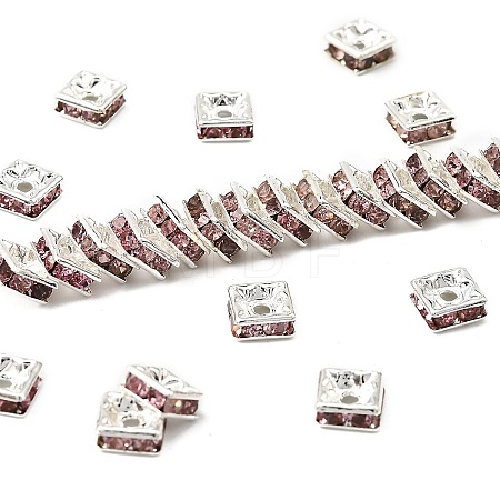 Brass Rhinestone Spacer Beads RSB072-07S-1