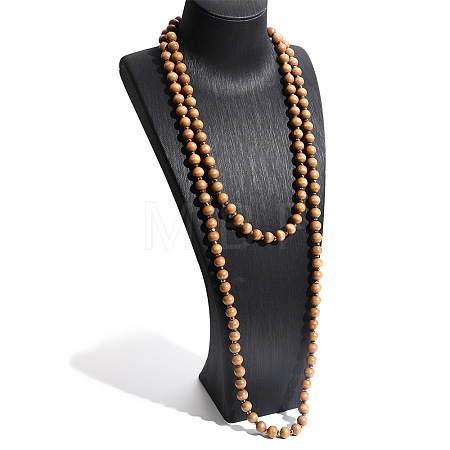 Bohemian Style Wood Round Beaded Long Necklaces FS-WGF1DE6-03-1