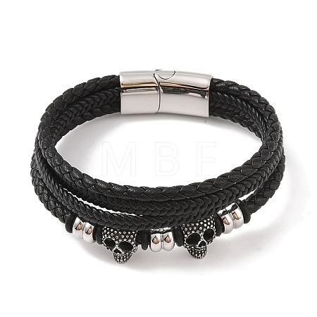 Braided Microfiber Leather Multi-strand Bracelets BJEW-B096-08F-1