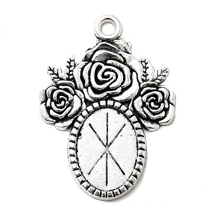 Tibetan Style Alloy Pendant Cabochon Settings X-TIBEP-5199-AS-LF-1