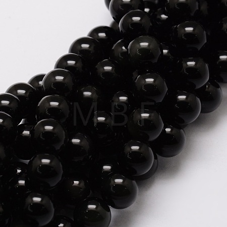 Natural Obsidian Round Beads Strands G-E329-8mm-37-1