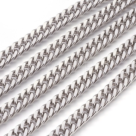 Tarnish Resistant 201 Stainless Steel Cuban Link Chains CHS-L017-17E-1