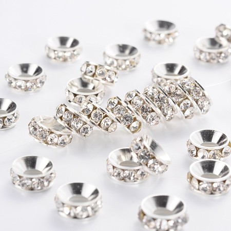 Brass Rhinestone Spacer Beads RB-A020-9mm-01S-1