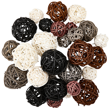 32Pcs 12 Styles Wicker Rattan Balls AJEW-SC0004-30-1