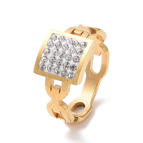 Crystal Rhinestone Rectangle Finger Ring RJEW-D120-02G-1