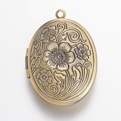 Brass Locket Pendants KK-N0116-048AB-1