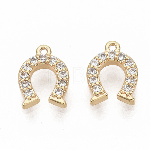 Brass Micro Pave Clear Cubic Zirconia Charms ZIRC-T011-09G-NF-1