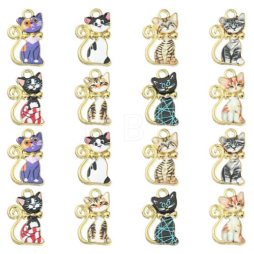 40Pcs 8 Colors Alloy Enamel Pendants ENAM-CJ0001-79-1