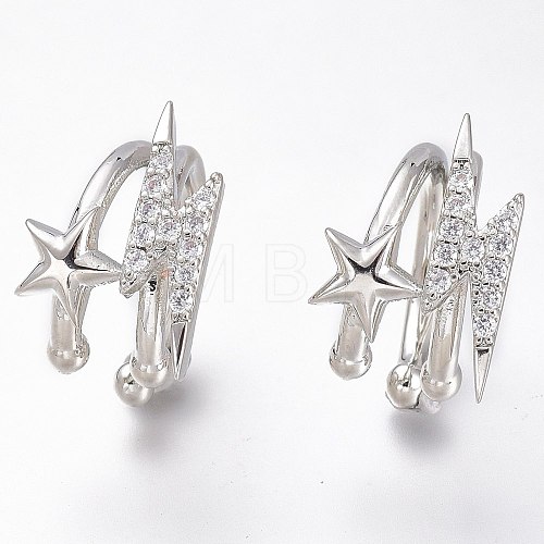 Brass Micro Pave Clear Cubic Zirconia Cuff Earrings ZIRC-I049-26P-1